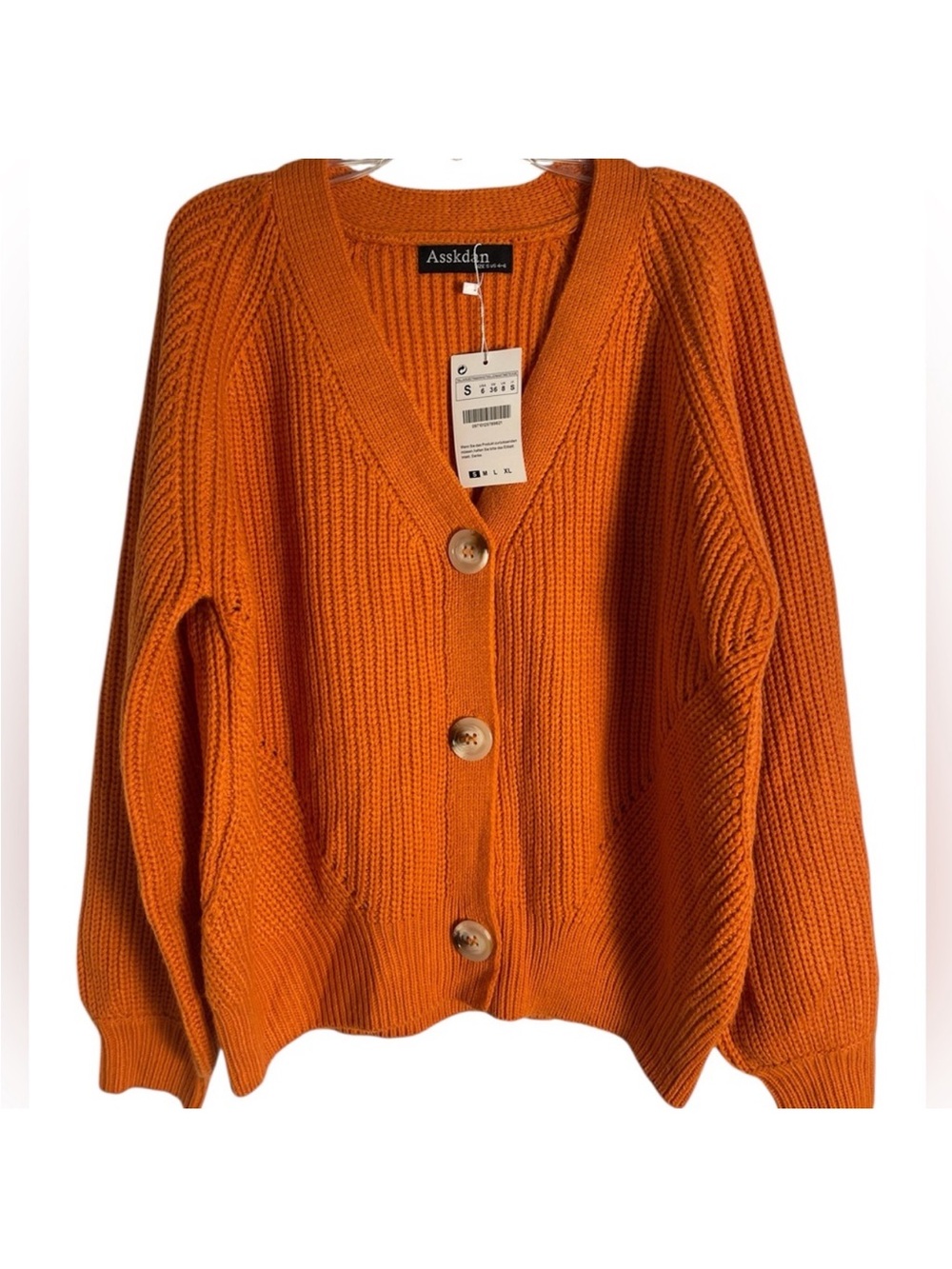 Asskdan Women's V-Neck Button
Down Knit Lantern Sleeves
Cardigan Size Small - Picture 11 of 11